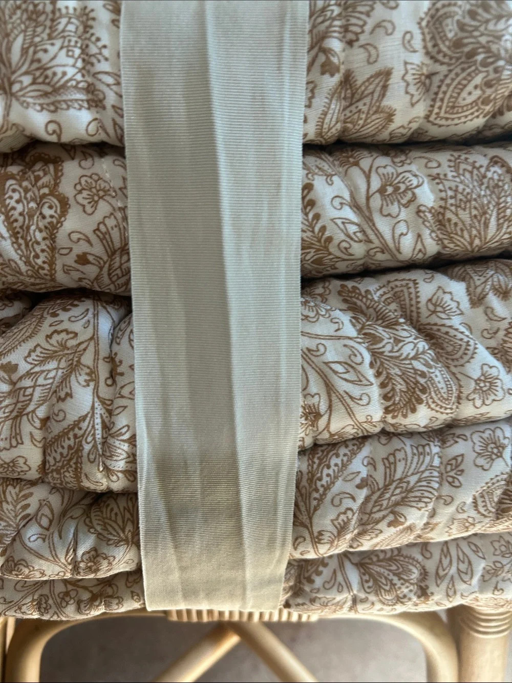 Threshold F/Q Floral Printed Cotton Tonal Floral Voile Quilt in Cream and Tan
